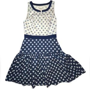 J. Crew navy blue and white polka dot sleeveless dress size 0